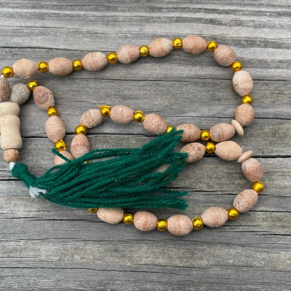 Pray Beads Real Wood Tan/Gold Tone Islamic Tasbeeh - Picture 5 of 9